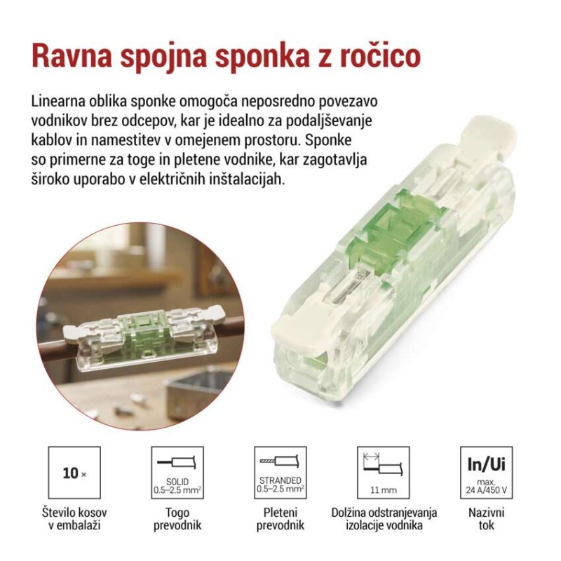 Linijska spojna klema z ročicami 2× 0,2–4 mm2, 10 kos - slika 3