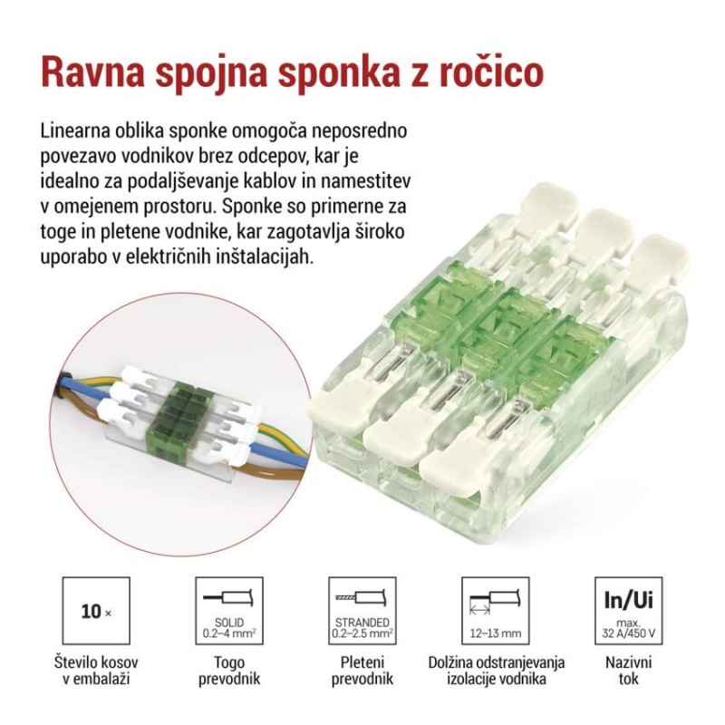 Linijska spojna klema z ročicami 6× 0,2–4 mm2, 10 kos - slika 3