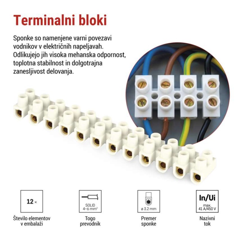 Priključna letvica 4–6mm2, bela - slika 3