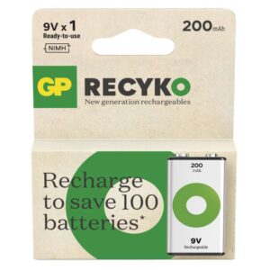 Polnilna baterija GP ReCyko 200 mAh (9V) 1kos