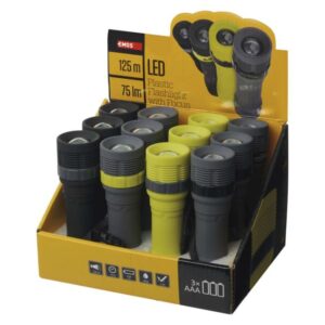Ročna LED svetilka 3W, 75 lm, 3× AAA, fokus, 12 kos, display box