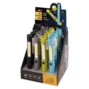 Ročna LED svetilka 3W COB LED, 230 lm, 3× AAA, 16 kos, display box
