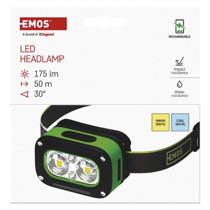 Naglavna polnilna LED svetilka, 175 lm, Li-Pol 800 mAh - slika 2