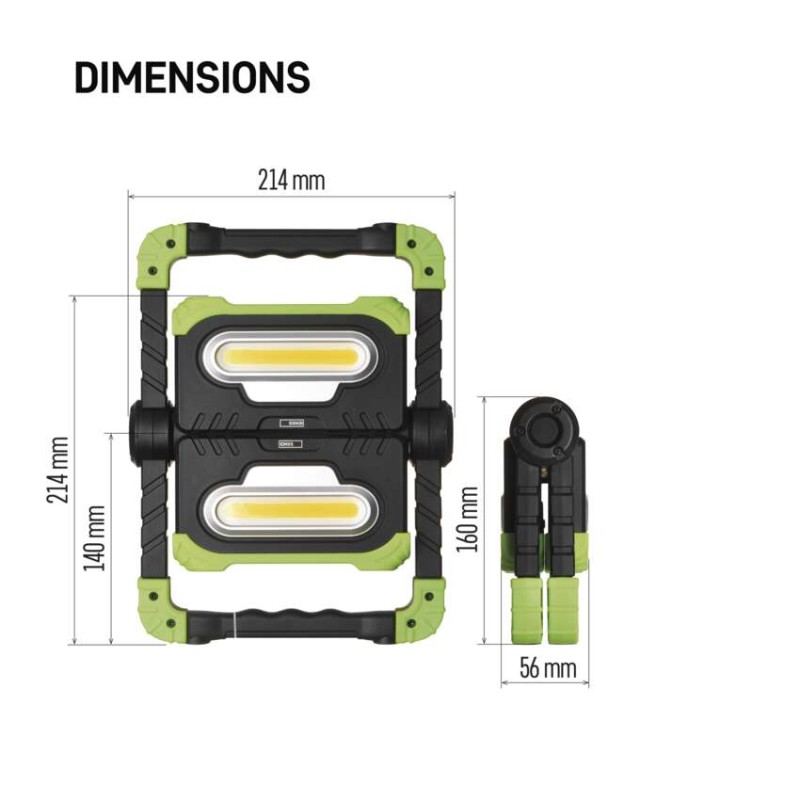 Polnilna LED delovna svetilka 2x COB, 2000 lm, 8000 mAh - slika 2