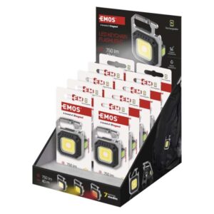 Polnilna mini LED svetilka - obesek za ključe, 750 lm, 10 kosov, razstavna škatla