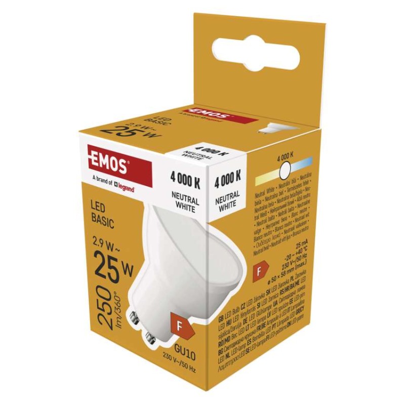 LED žarnica Basic MR16 / GU10 / 2,9 W (25 W) / 250 lm / Nevtralna bela