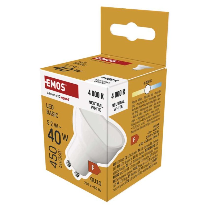 LED žarnica Basic MR16 / GU10 / 5,2 W (40 W) / 450 lm / Nevtralna bela