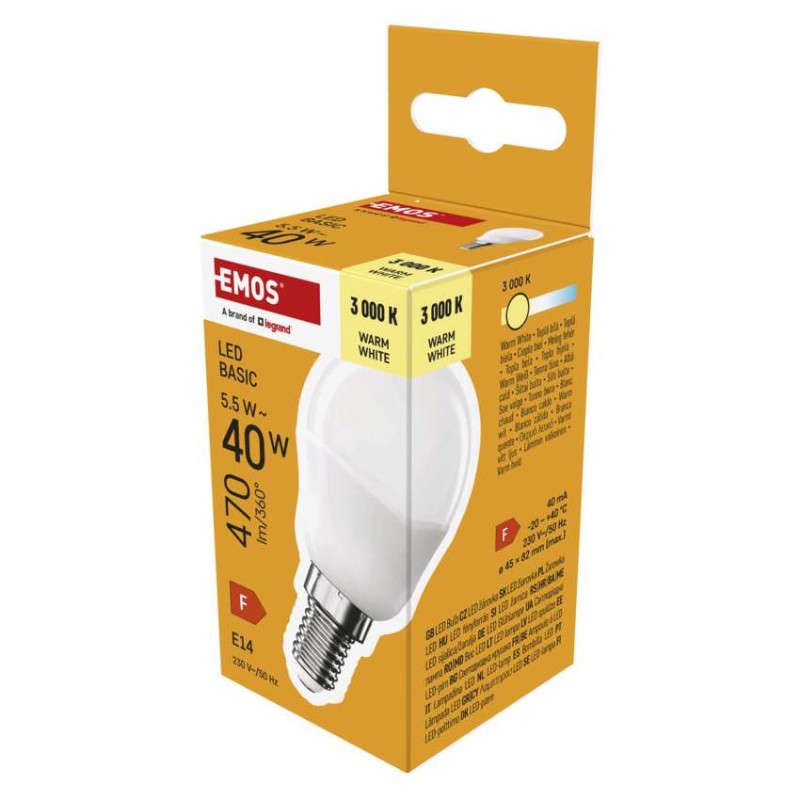 LED žarnica Basic Mini Globe / E14 / 5,5 W (40 W) / 470 lm / Toplo bel