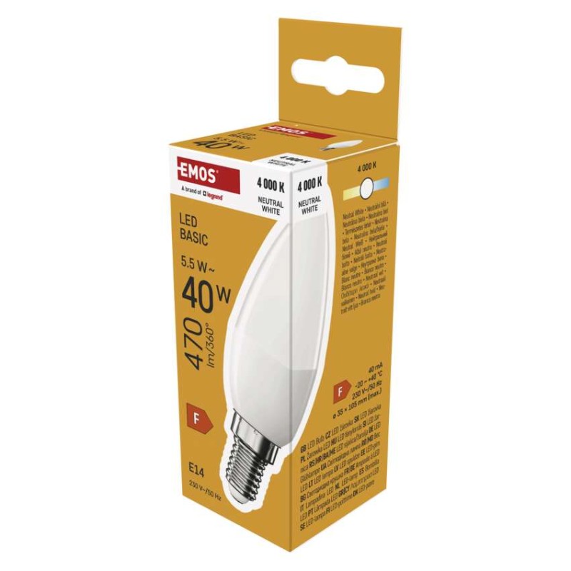 LED žarnica Basic Candle / E14 / 5,5 W (40 W) / 470 lm / Nevtralna bela