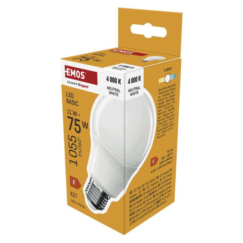 LED žarnica Basic A60 / E27 / 11 W (75 W) / 1055 lm / Nevtralna bela