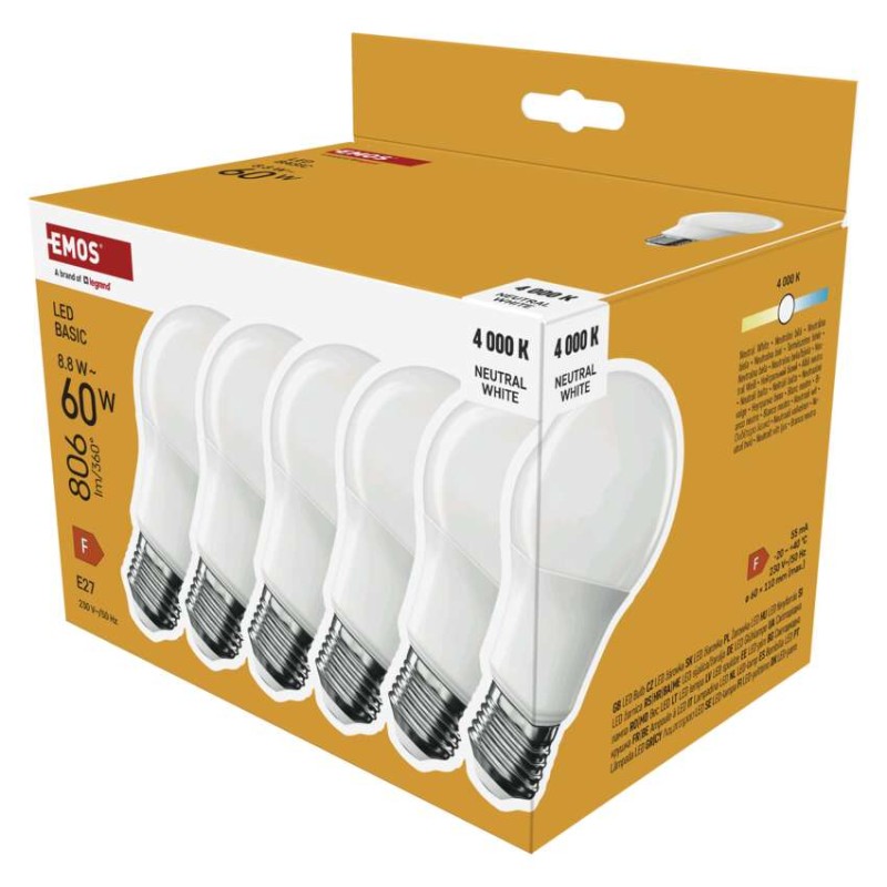 LED žarnica Basic A60 / E27 / 8,8 W (60 W) / 806 lm / Nevtralno bela