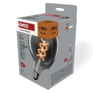 LED žarnica DECO SMOKED G125 / E27 / 4,5 W (19 W) / 180 lm / flame