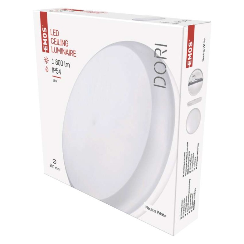 LED svetilo nadometno DORI, okroglo, 18W, IP54, nevtralno bela