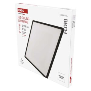 LED svetilo nadometno FLORI kvadratni, črna, 22W, nevtralna bela