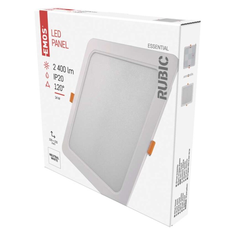 LED vgradno svetilo RUBIC, kvadratno, belo, 24W, nevtralno bela