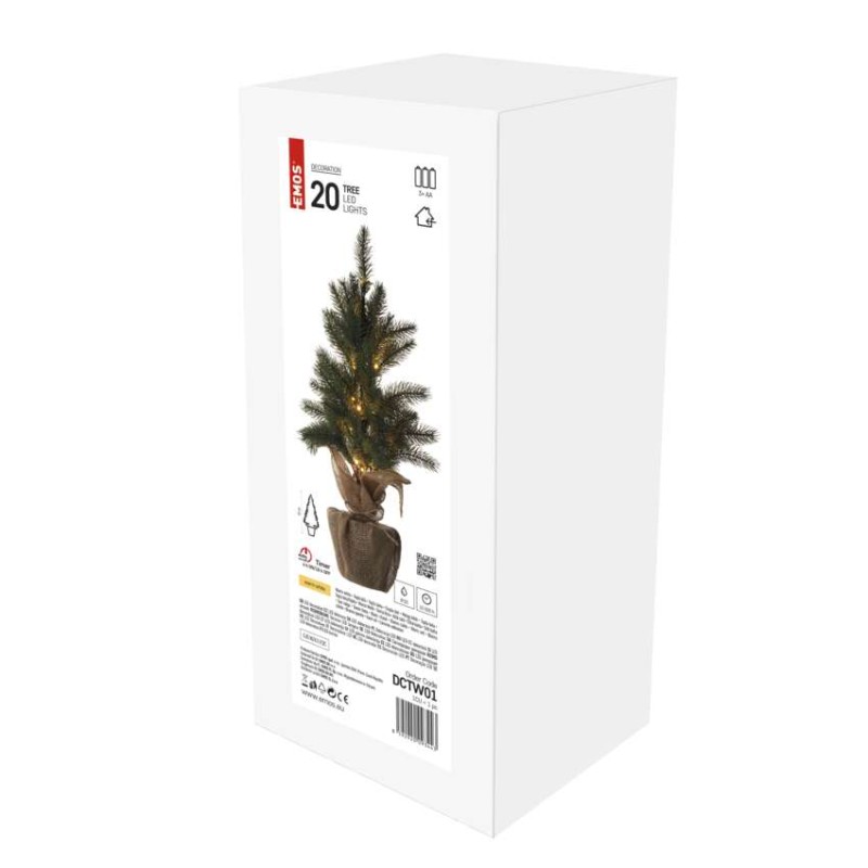 LED božična jelka, 52 cm, 3x AA, notranja, topla bela, časovnik - slika 2