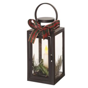 LED dekoracija – božična laterna s svečko črna, 20 cm, 3x AAA, notranja, vintage