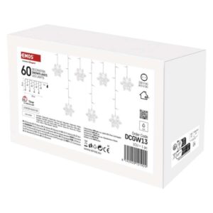 LED božični zastor – snežinke, 135x50 cm, notranja, hladna bela