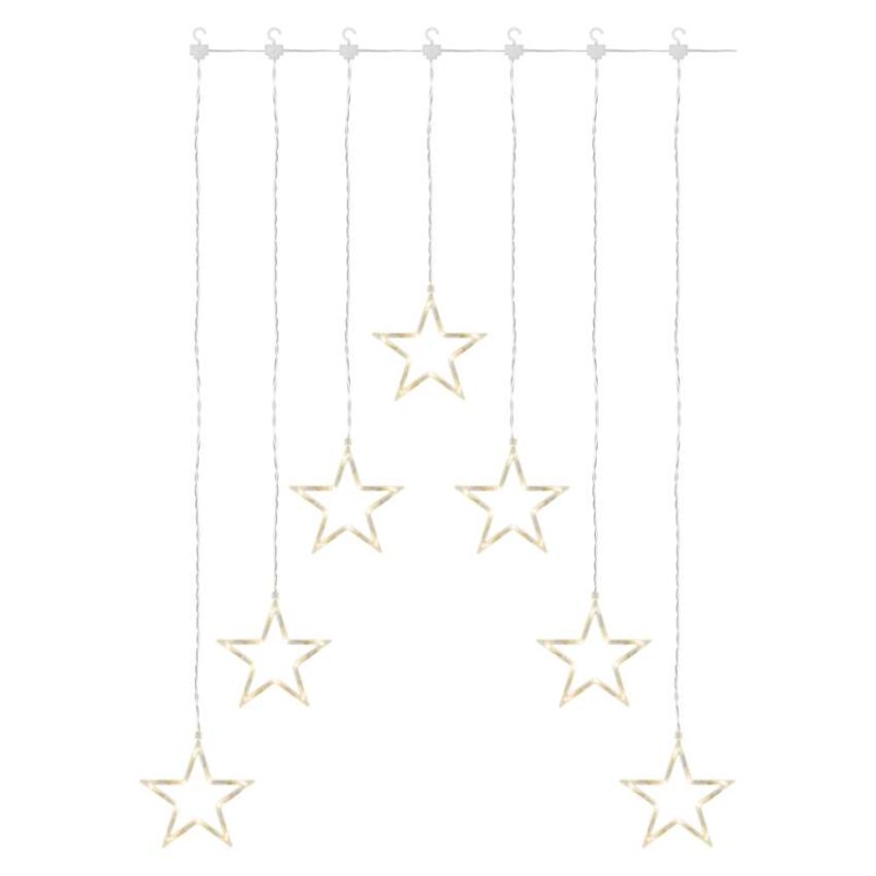 LED božični zastor – 7 zvezdic, 67x125 cm, notranji, topla bela