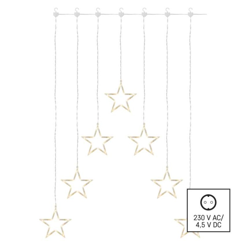 LED božični zastor – 7 zvezdic, 67x125 cm, notranji, topla bela - slika 2