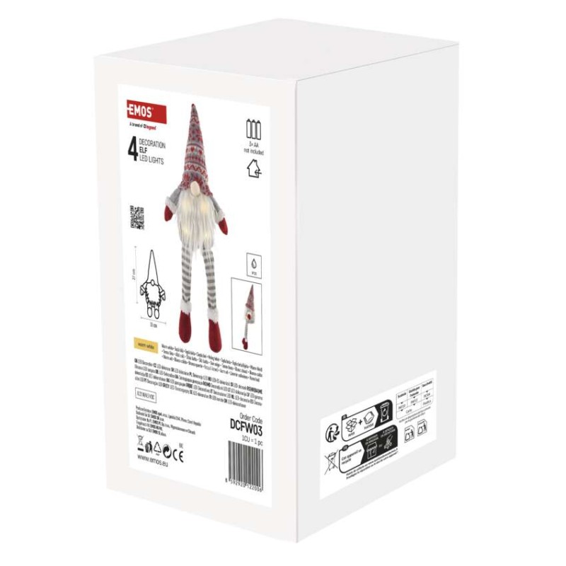 LED božični škrat sedeč, 27 cm, 3× AA, notranja, topla bela - slika 3