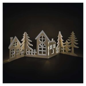 LED lesena dekoracija - vas, 60 cm, 2x AA, toplo bela, časovnik