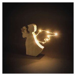 LED lesena dekoracija - angel, 13 cm, 2x AAA, notranja, toplo bela, časovnik