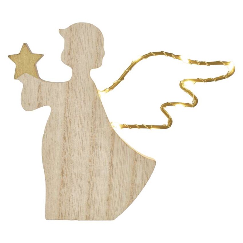 LED lesena dekoracija - angel, 13 cm, 2x AAA, notranja, toplo bela, časovnik - slika 3