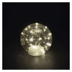 LED božična steklena krogla - zlata, 15 cm, 3x AA, notranja, toplo bela, časovnik