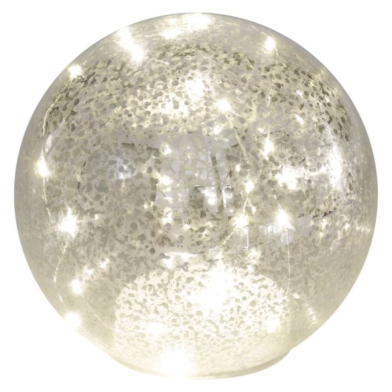 LED božična steklena krogla - zlata, 15 cm, 3x AA, notranja, toplo bela, časovnik - slika 2
