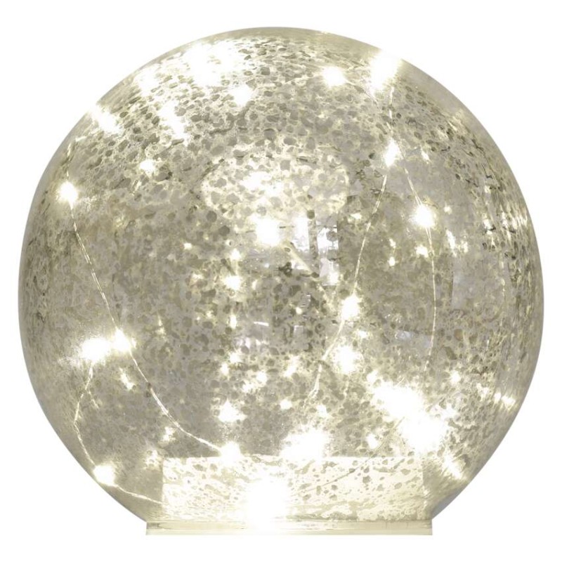 LED božična steklena krogla - zlata, 15 cm, 3x AA, notranja, toplo bela, časovnik - slika 3