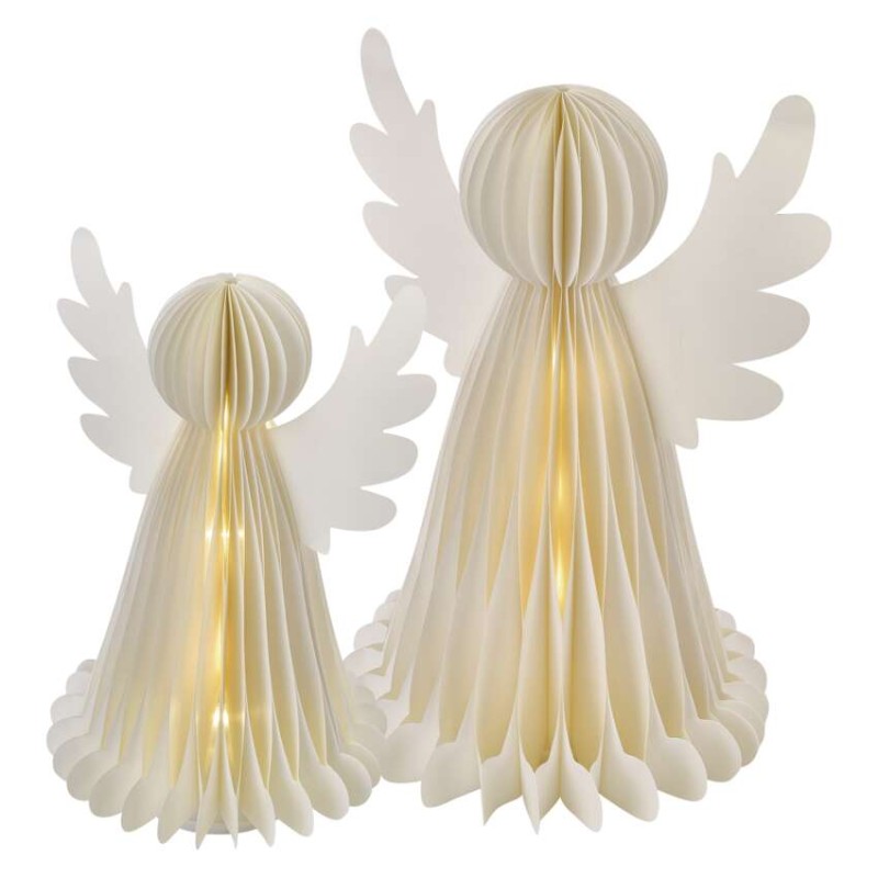 Božični papirni angeli s stojalom, 2 kos, 28/38 cm, notranji - slika 2