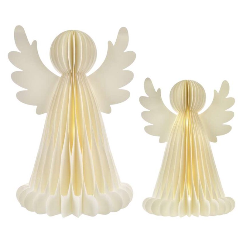 Božični papirni angeli s stojalom, 2 kos, 28/38 cm, notranji - slika 3