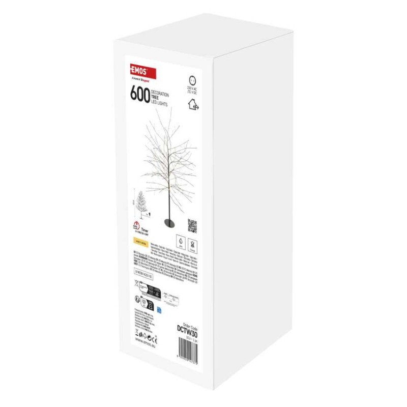 LED svetlobno drevo, 120 cm, za zunanjo in notranjo uporabo, toplo bela barva, časovnik - slika 3