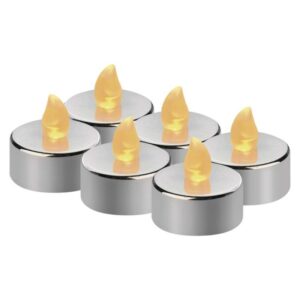 LED dekoracija – 6x čajna svečka srebrna, 6x CR2032 , notranja, vintage
