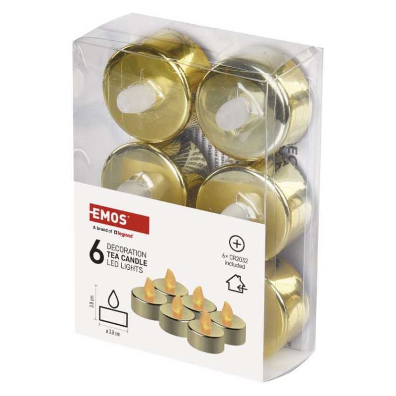 LED dekoracija – 6x čajna svečka zlata, 6x CR2032 , notranja, vintage - slika 3