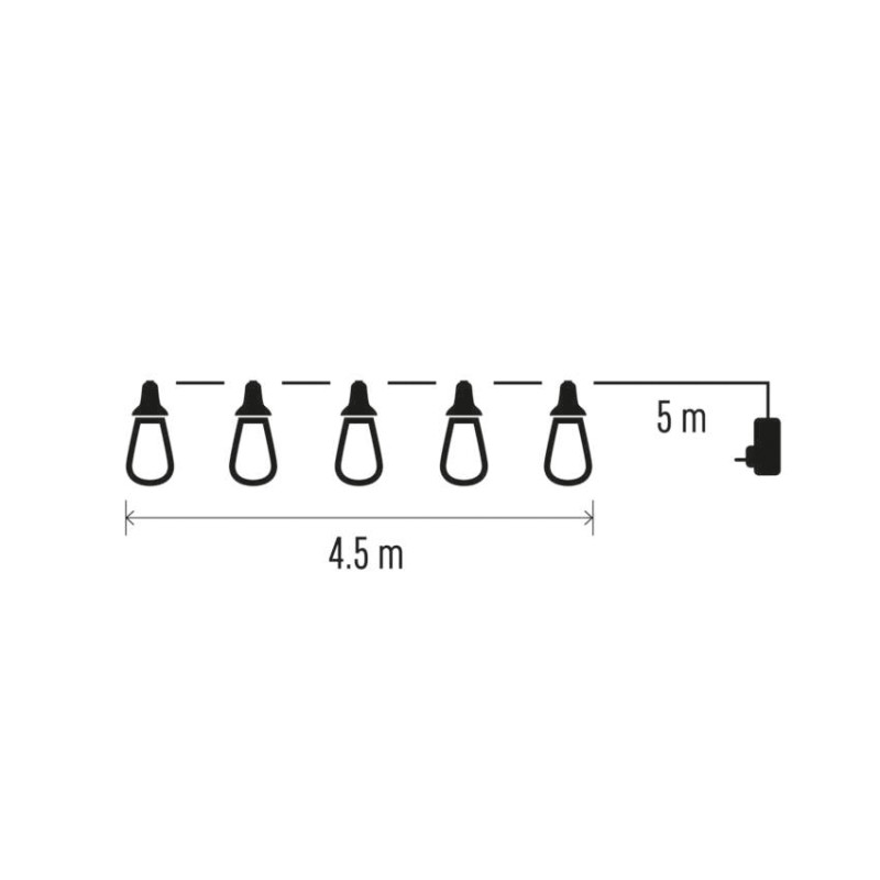 LED svetlobna veriga – 10× party lučke, 4,5 m, zunanja in notranja, vintage - slika 3