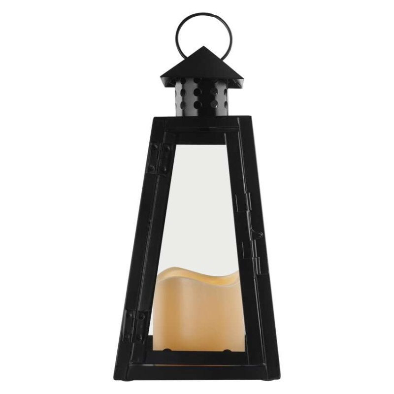 LED laterna črna, oglata, 26,5 cm, 3x AAA, notranja, vintage - slika 2
