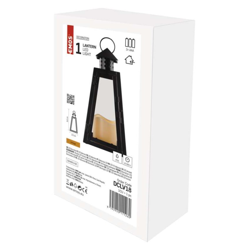 LED laterna črna, oglata, 26,5 cm, 3x AAA, notranja, vintage - slika 3
