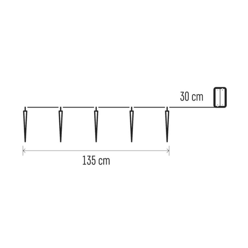 LED božična girlanda – 10x ledena sveča, 1,35 m, 2x AA, notranja, hladna bela, časovnik - slika 3