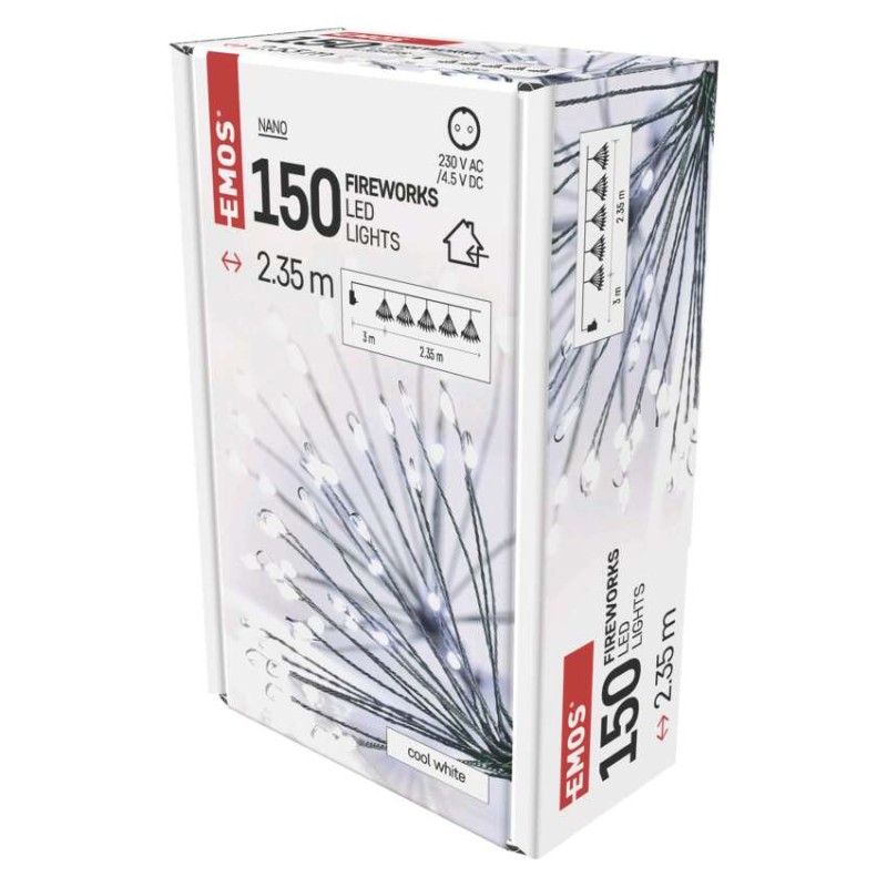 LED svetlobna veriga – svetleče cvetlice, nano, 2,35 m, notranja, hladna bela, časovnik - slika 2