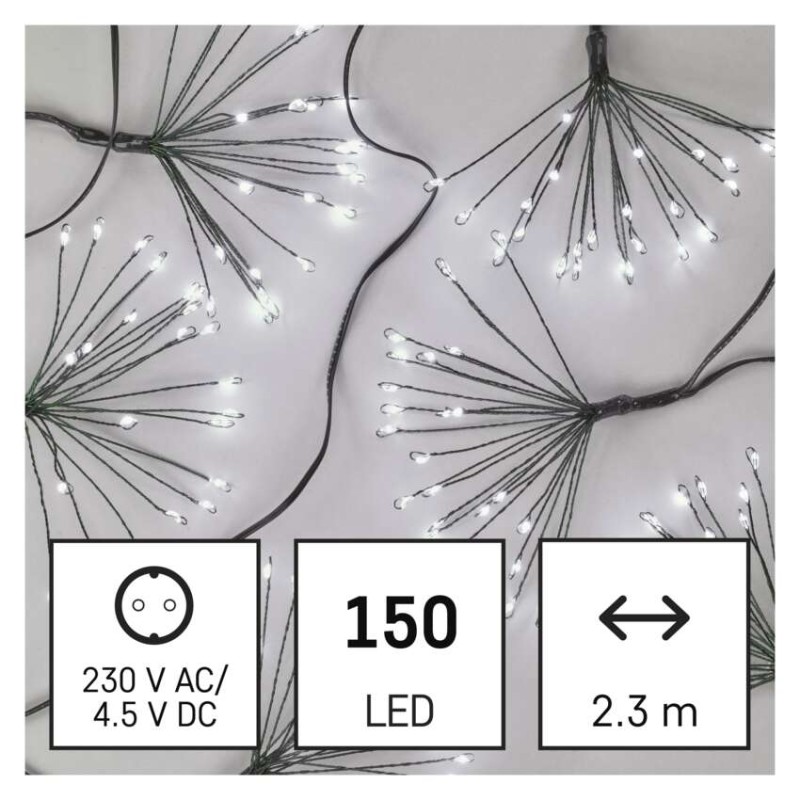 LED svetlobna veriga – svetleče cvetlice, nano, 2,35 m, notranja, hladna bela, časovnik - slika 3