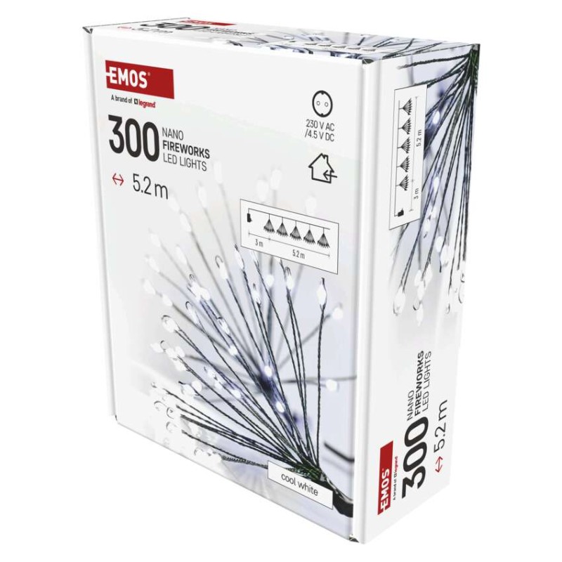 LED svetlobna veriga – svetleče cvetlice, nano, 5,2 m, notranja, hladna bela, časovnik - slika 2