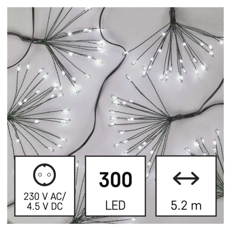 LED svetlobna veriga – svetleče cvetlice, nano, 5,2 m, notranja, hladna bela, časovnik - slika 3