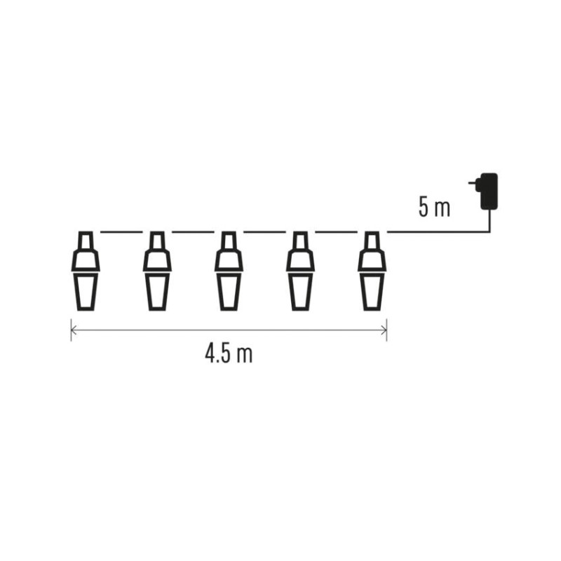 LED svetlobna veriga – 10x party lučke prozorne, 4,5 m, zunanja in notranja, hladna bela - slika 3
