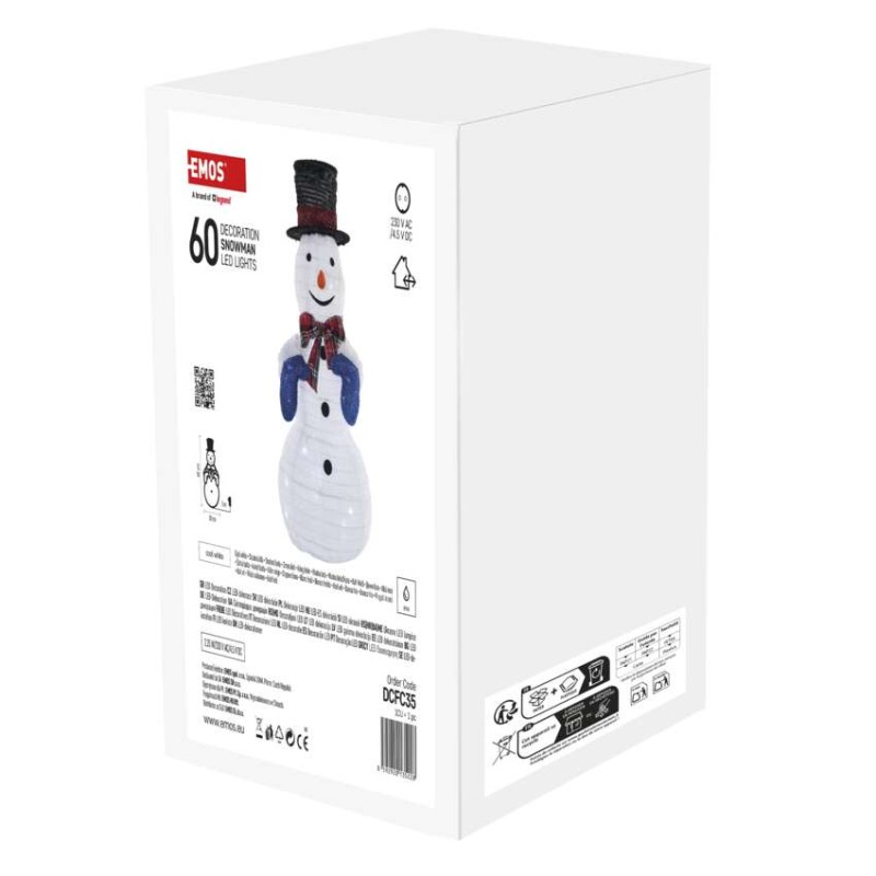LED zložljiv snežak, 60 cm, zunanji in notranji, hladna bela - slika 3