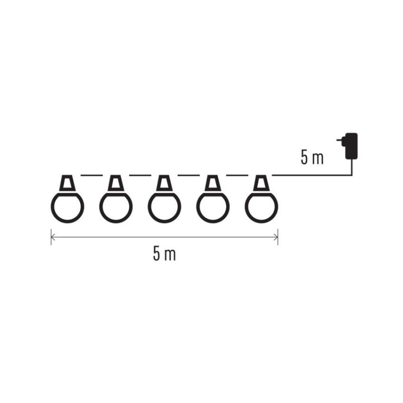 LED svetlobna veriga – 10x party lučke, 5 m, zunanja in notranja, večbarvne - slika 3