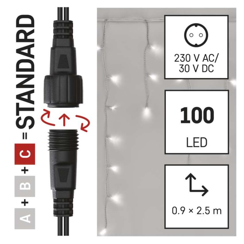 Standard LED povezovalna veriga utripajoča – ledene sveče, 2,5 m, zun., hl. bela - slika 3