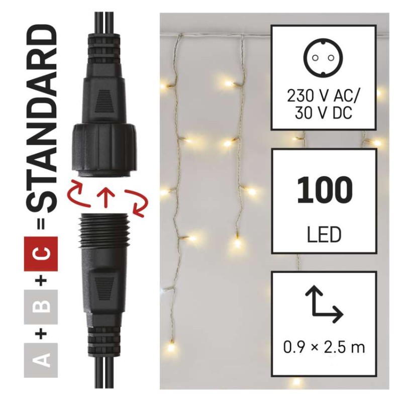 Standard LED povezovalna veriga utripajoča – ledene sveče, 2,5 m, zun., topla/hladna bela - slika 3