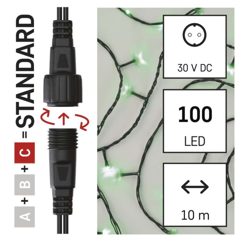 Standard LED povezovalna božična veriga, 10 m, zunanja in notranja, zelena - slika 3